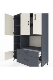 Kronos Dolap 7 Raflı 2 Çekmeceli 5 Kapaklı 132x59x195 Antrasit-Aytaşı/Antrasit