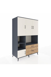 Kronos Dolap 7 Raflı 2 Çekmeceli 5 Kapaklı 132x59x195 Antrasit-Aytaşı/Çam