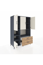 Kronos Dolap 7 Raflı 2 Çekmeceli 5 Kapaklı 132x59x195 Antrasit-Aytaşı/Çam