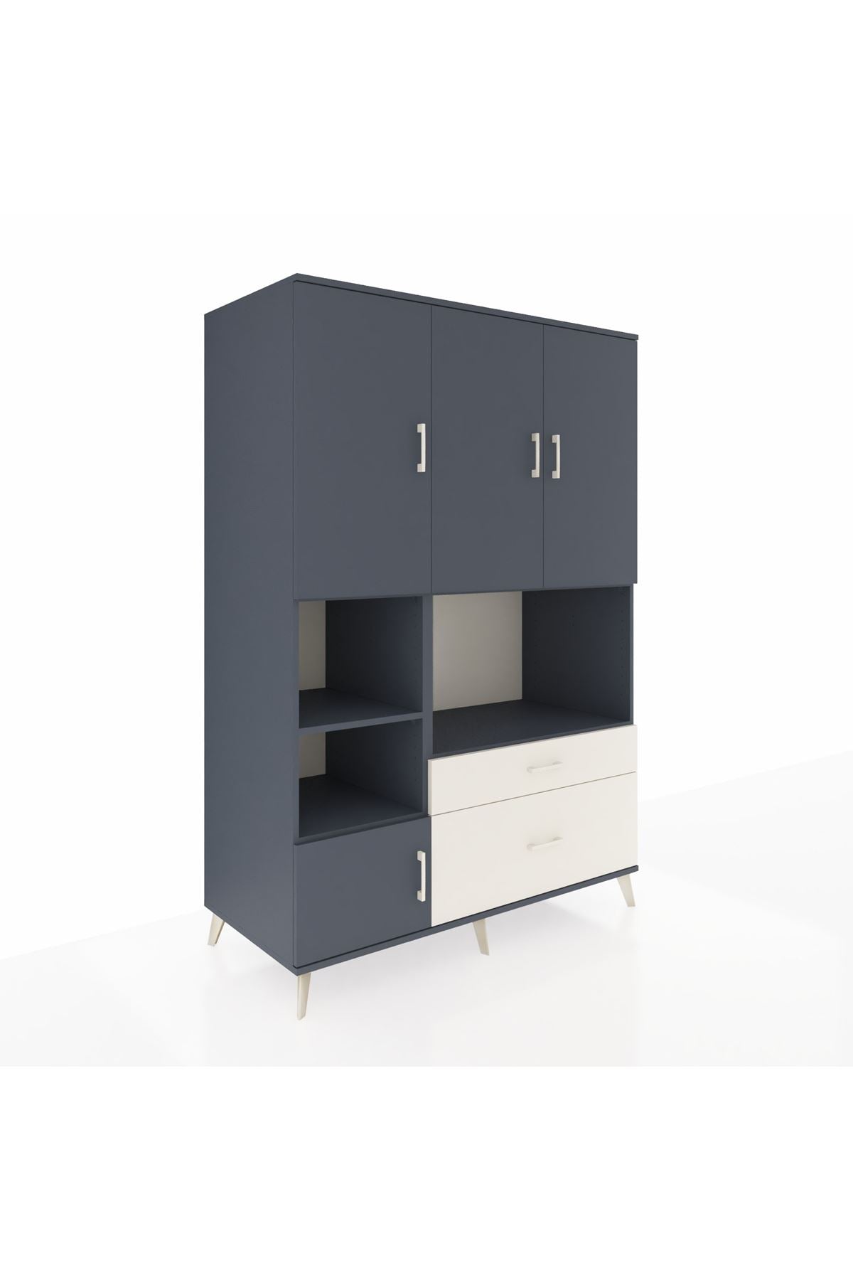 Kronos Dolap 7 Raflı 2 Çekmeceli 5 Kapaklı 132x59x195 Antrasit-Antrasit/Aytaşı