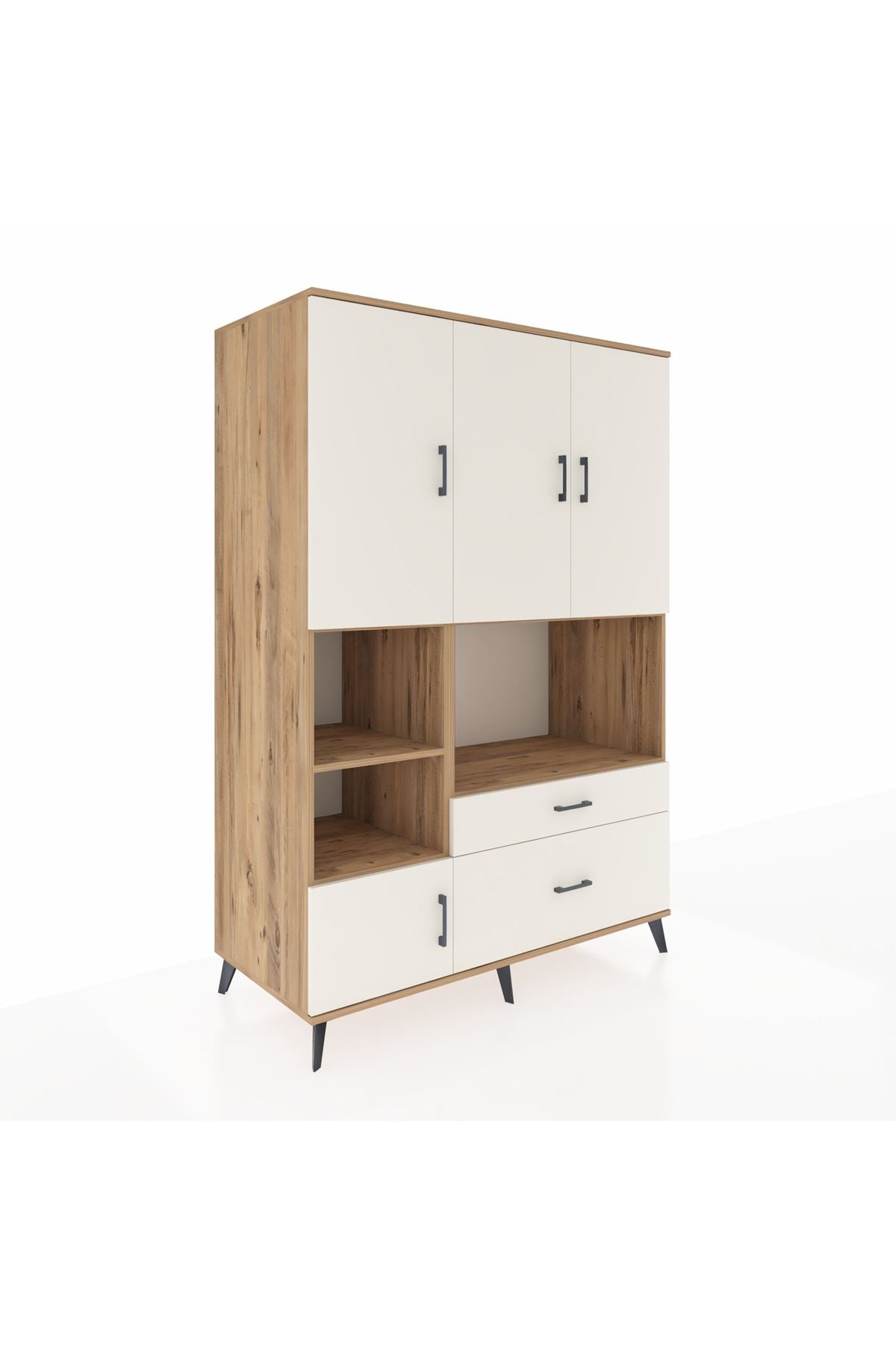 Kronos Dolap 7 Raflı 2 Çekmeceli 5 Kapaklı 132x59x195 Çam-Aytaşı/Aytaşı