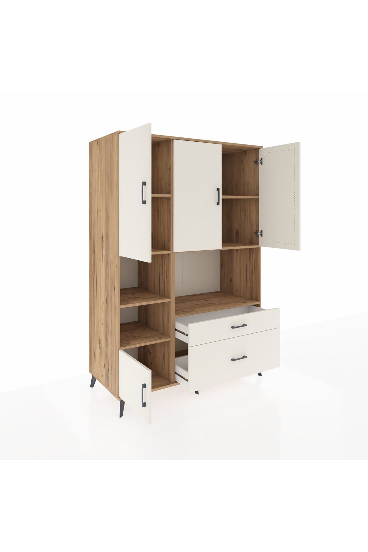 Kronos Dolap 7 Raflı 2 Çekmeceli 5 Kapaklı 132x59x195 Çam-Aytaşı/Aytaşı