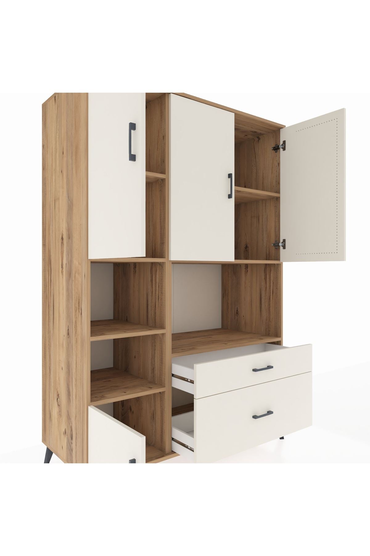 Kronos Dolap 7 Raflı 2 Çekmeceli 5 Kapaklı 132x59x195 Çam-Aytaşı/Aytaşı