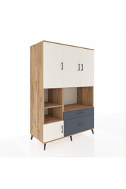 Kronos Dolap 7 Raflı 2 Çekmeceli 5 Kapaklı 132x59x195 Çam-Aytaşı/Antrasit