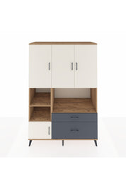 Kronos Dolap 7 Raflı 2 Çekmeceli 5 Kapaklı 132x59x195 Çam-Aytaşı/Antrasit