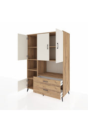 Kronos Dolap 7 Raflı 2 Çekmeceli 5 Kapaklı 132x59x195 Çam-Aytaşı/Çam