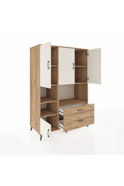 Kronos Dolap 7 Raflı 2 Çekmeceli 5 Kapaklı 132x59x195 Çam-Aytaşı/Çam