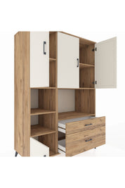 Kronos Dolap 7 Raflı 2 Çekmeceli 5 Kapaklı 132x59x195 Çam-Aytaşı/Çam