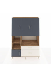 Kronos Dolap 7 Raflı 2 Çekmeceli 5 Kapaklı 132x59x195 Çam-Antrasit/Aytaşı