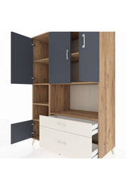 Kronos Dolap 7 Raflı 2 Çekmeceli 5 Kapaklı 132x59x195 Çam-Antrasit/Aytaşı