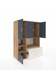 Kronos Dolap 7 Raflı 2 Çekmeceli 5 Kapaklı 132x59x195 Çam-Antrasit/Aytaşı