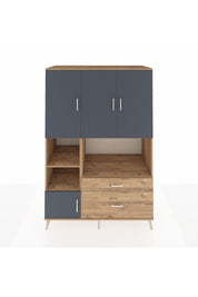 Kronos Dolap 7 Raflı 2 Çekmeceli 5 Kapaklı 132x59x195 Çam-Antrasit/Çam