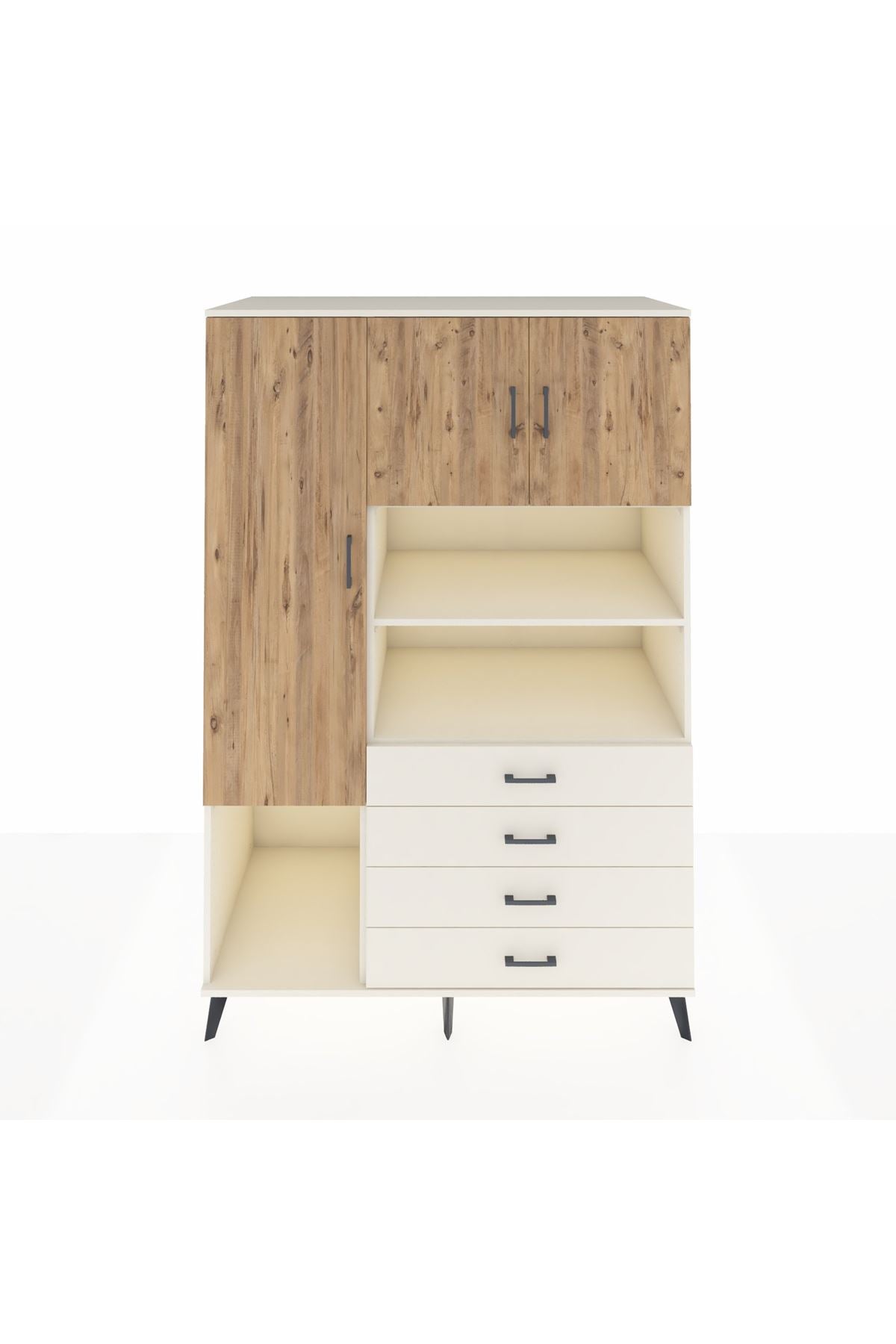 Kronos Dolap 7 Raflı 4 Çekmeceli 3 Kapaklı 132x59x195 Aytaşı-Çam/Aytaşı