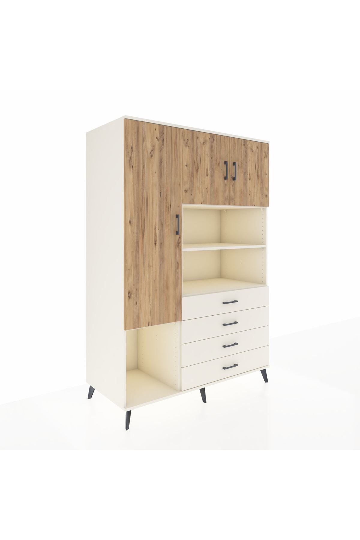 Kronos Dolap 7 Raflı 4 Çekmeceli 3 Kapaklı 132x59x195 Aytaşı-Çam/Aytaşı