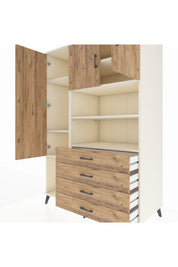 Kronos Dolap 7 Raflı 4 Çekmeceli 3 Kapaklı 132x59x195 Aytaşı-Çam/Çam