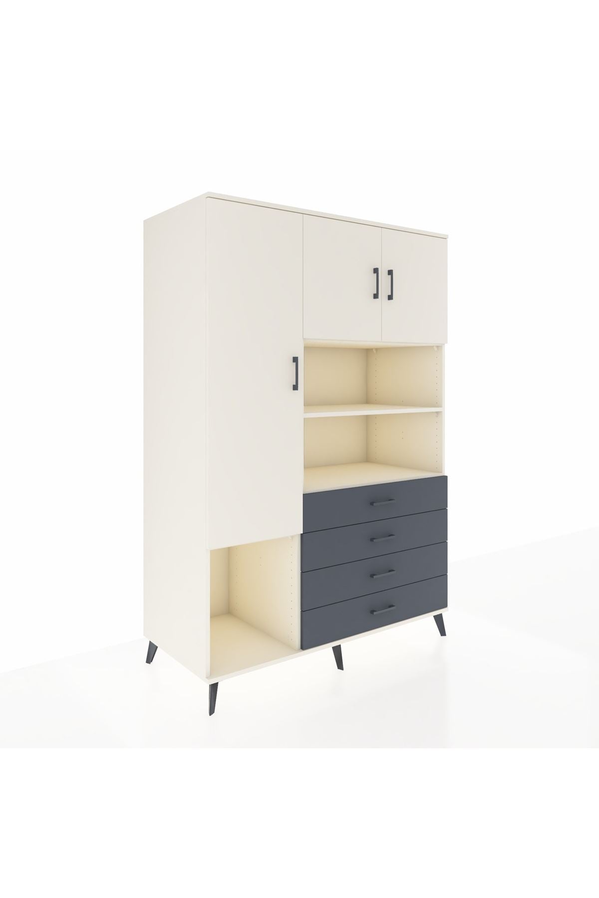 Kronos Dolap 7 Raflı 4 Çekmeceli 3 Kapaklı 132x59x195 Aytaşı-Aytaşı/Antrasit