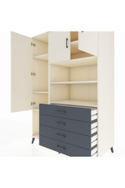 Kronos Dolap 7 Raflı 4 Çekmeceli 3 Kapaklı 132x59x195 Aytaşı-Aytaşı/Antrasit