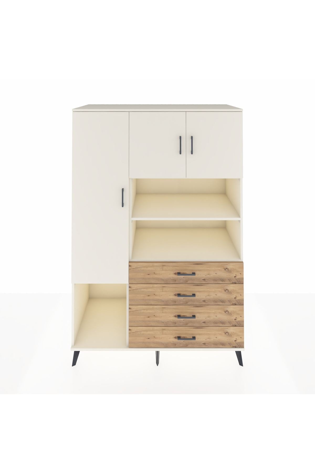 Kronos Dolap 7 Raflı 4 Çekmeceli 3 Kapaklı 132x59x195 Aytaşı-Aytaşı/Çam