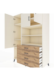 Kronos Dolap 7 Raflı 4 Çekmeceli 3 Kapaklı 132x59x195 Aytaşı-Aytaşı/Çam