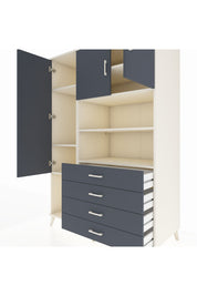 Kronos Dolap 7 Raflı 4 Çekmeceli 3 Kapaklı 132x59x195 Aytaşı-Antrasit/Antrasit
