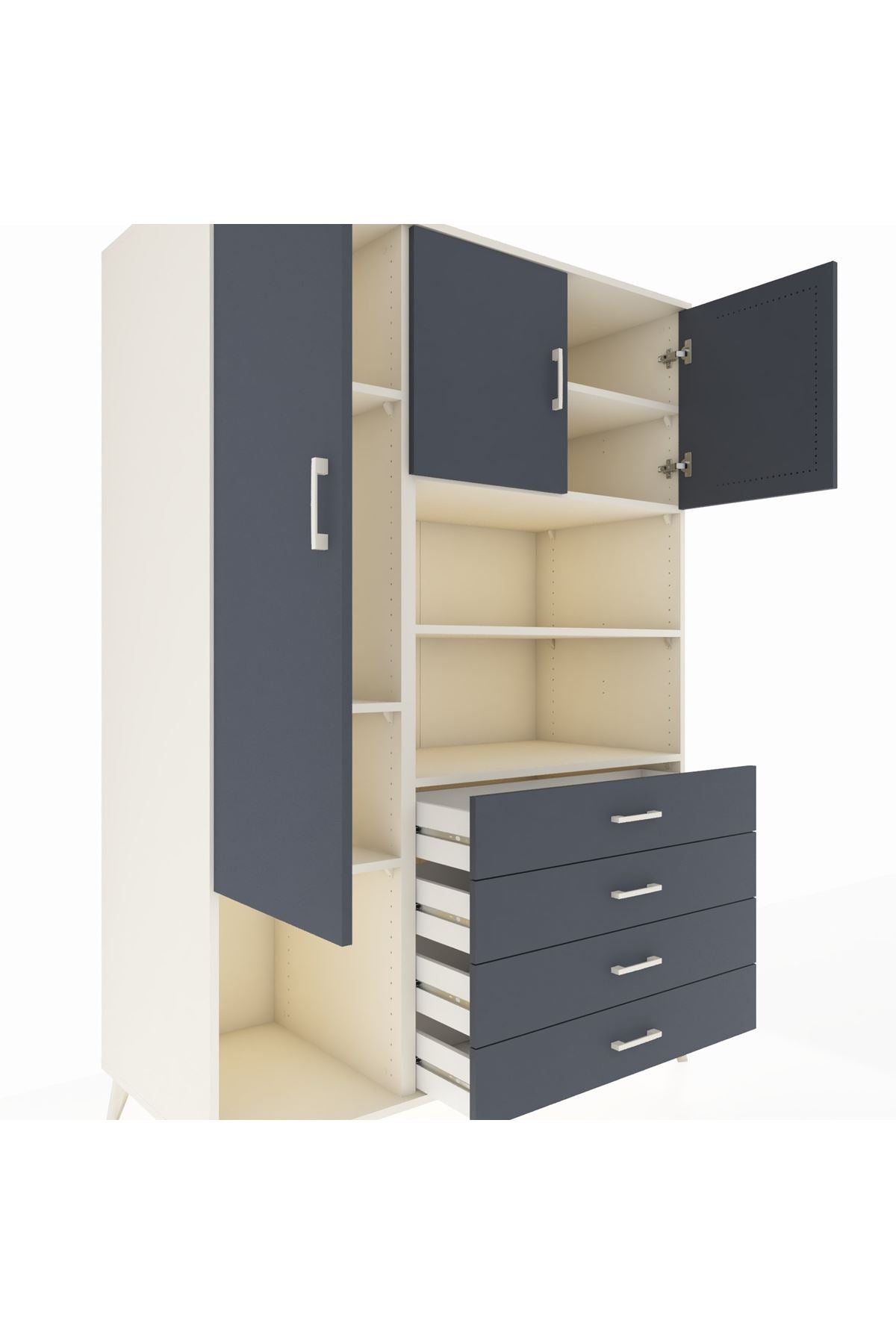 Kronos Dolap 7 Raflı 4 Çekmeceli 3 Kapaklı 132x59x195 Aytaşı-Antrasit/Antrasit