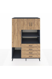 Kronos Dolap 7 Raflı 4 Çekmeceli 3 Kapaklı 132x59x195 Antrasit-Çam/Çam