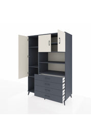 Kronos Dolap 7 Raflı 4 Çekmeceli 3 Kapaklı 132x59x195 Antrasit-Aytaşı/Antrasit