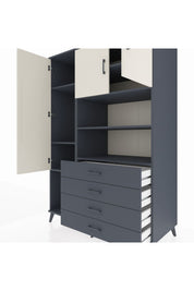 Kronos Dolap 7 Raflı 4 Çekmeceli 3 Kapaklı 132x59x195 Antrasit-Aytaşı/Antrasit