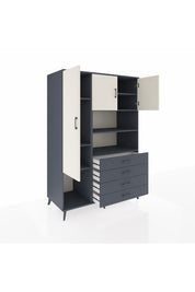 Kronos Dolap 7 Raflı 4 Çekmeceli 3 Kapaklı 132x59x195 Antrasit-Aytaşı/Antrasit