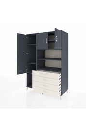 Kronos Dolap 7 Raflı 4 Çekmeceli 3 Kapaklı 132x59x195 Antrasit-Antrasit/Aytaşı