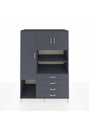 Kronos Dolap 7 Raflı 4 Çekmeceli 3 Kapaklı 132x59x195 Antrasit-Antrasit/Antrasit