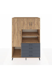 Kronos Dolap 7 Raflı 4 Çekmeceli 3 Kapaklı 132x59x195 Çam-Çam/Antrasit