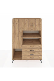 Kronos Dolap 7 Raflı 4 Çekmeceli 3 Kapaklı 132x59x195 Çam-Çam/Çam