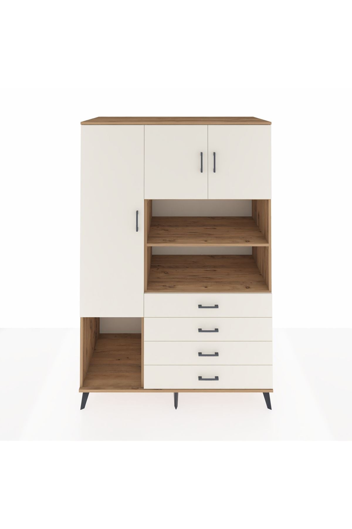 Kronos Dolap 7 Raflı 4 Çekmeceli 3 Kapaklı 132x59x195 Çam-Aytaşı/Aytaşı