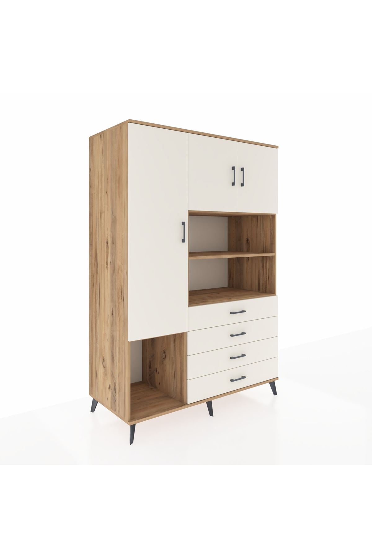 Kronos Dolap 7 Raflı 4 Çekmeceli 3 Kapaklı 132x59x195 Çam-Aytaşı/Aytaşı