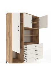 Kronos Dolap 7 Raflı 4 Çekmeceli 3 Kapaklı 132x59x195 Çam-Aytaşı/Aytaşı