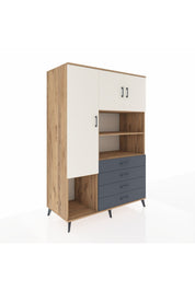 Kronos Dolap 7 Raflı 4 Çekmeceli 3 Kapaklı 132x59x195 Çam-Aytaşı/Antrasit