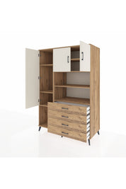 Kronos Dolap 7 Raflı 4 Çekmeceli 3 Kapaklı 132x59x195 Çam-Aytaşı/Çam