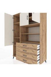 Kronos Dolap 7 Raflı 4 Çekmeceli 3 Kapaklı 132x59x195 Çam-Aytaşı/Çam