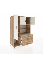 Kronos Dolap 7 Raflı 4 Çekmeceli 3 Kapaklı 132x59x195 Çam-Aytaşı/Çam