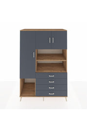 Kronos Dolap 7 Raflı 4 Çekmeceli 3 Kapaklı 132x59x195 Çam-Antrasit/Antrasit