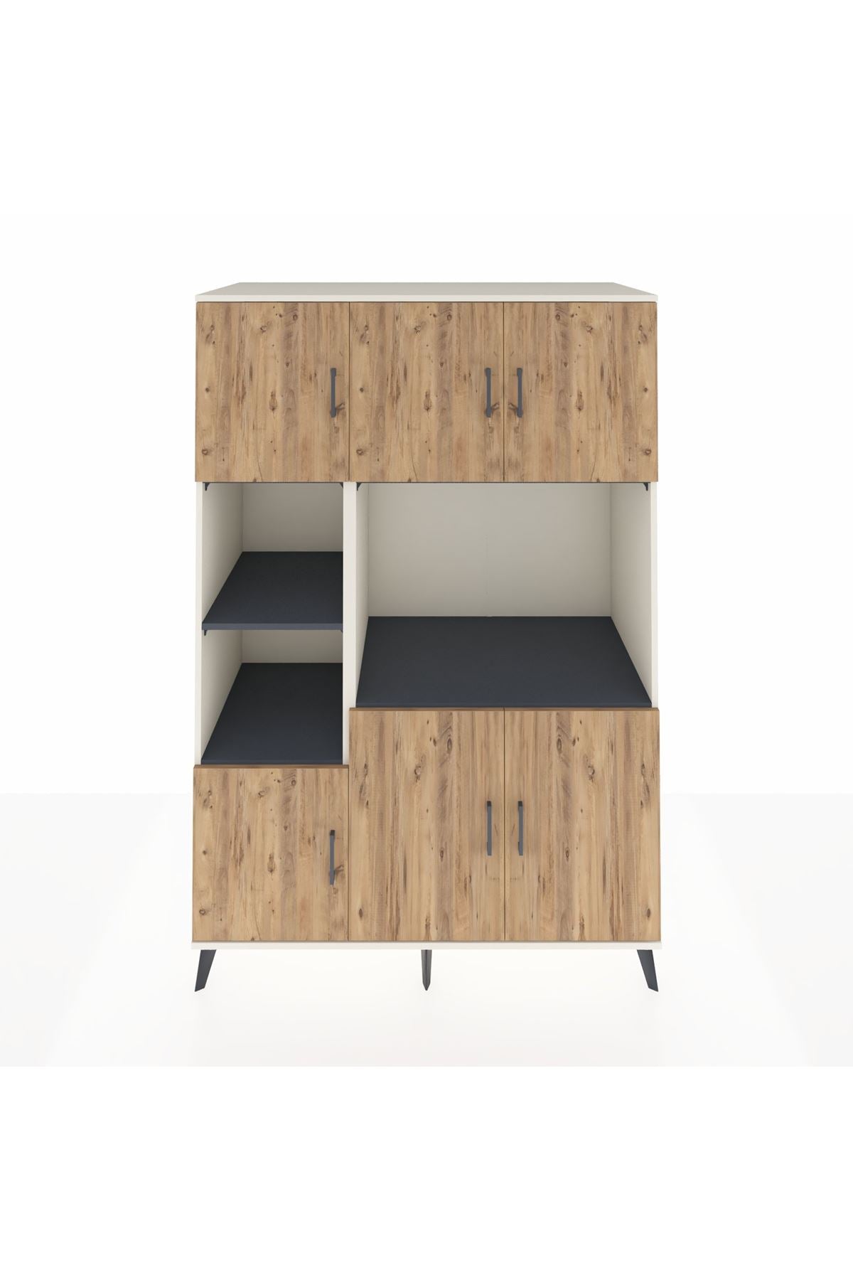 Kronos Dolap 9 Raflı 6 Kapaklı 132x59x195 Aytaşı-Çam/Antrasit