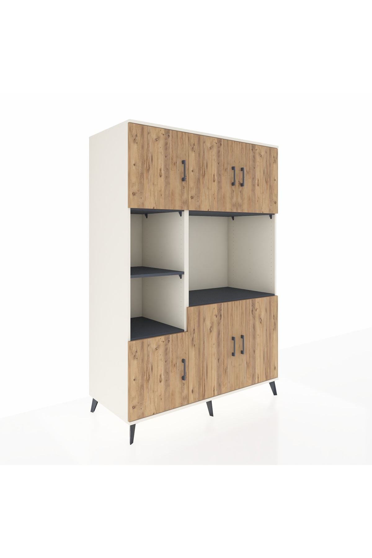 Kronos Dolap 9 Raflı 6 Kapaklı 132x59x195 Aytaşı-Çam/Antrasit