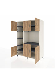 Kronos Dolap 9 Raflı 6 Kapaklı 132x59x195 Aytaşı-Çam/Antrasit