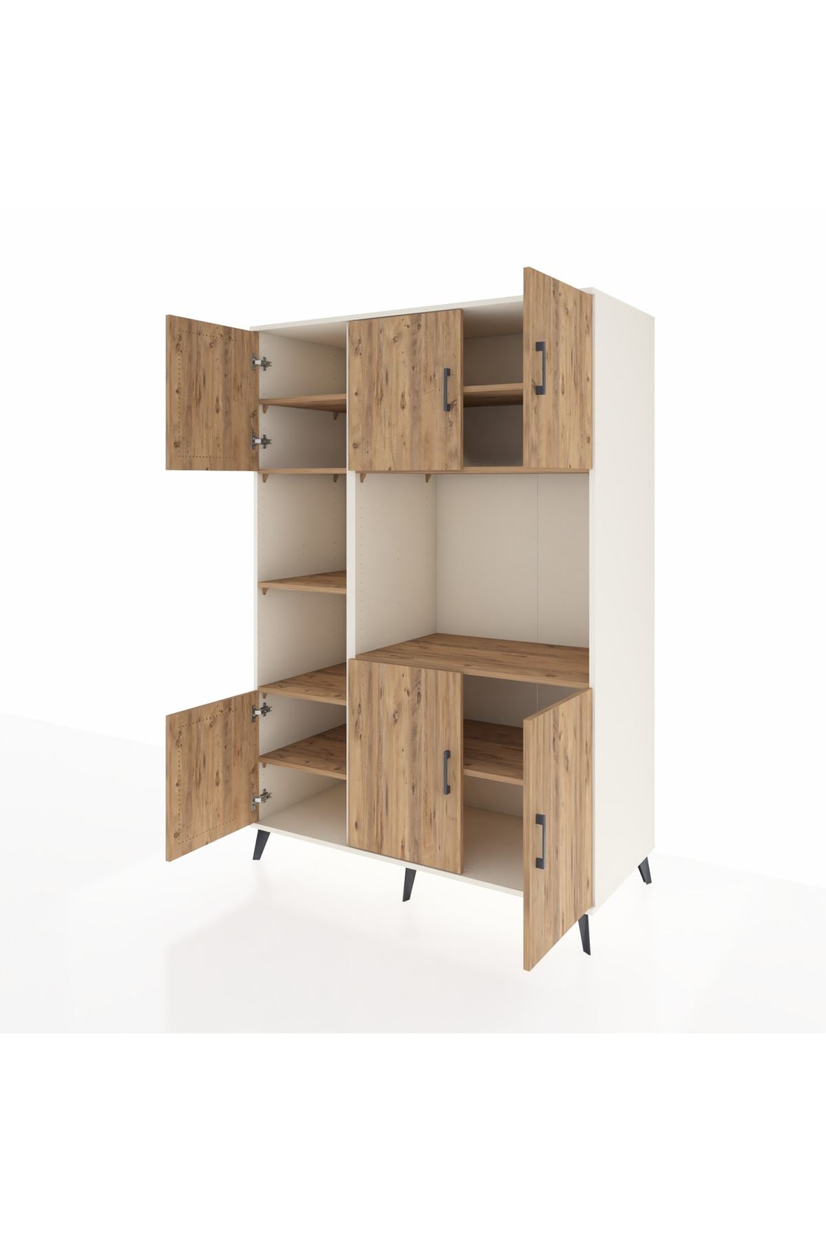 Kronos Dolap 9 Raflı 6 Kapaklı 132x59x195 Aytaşı-Çam/Çam