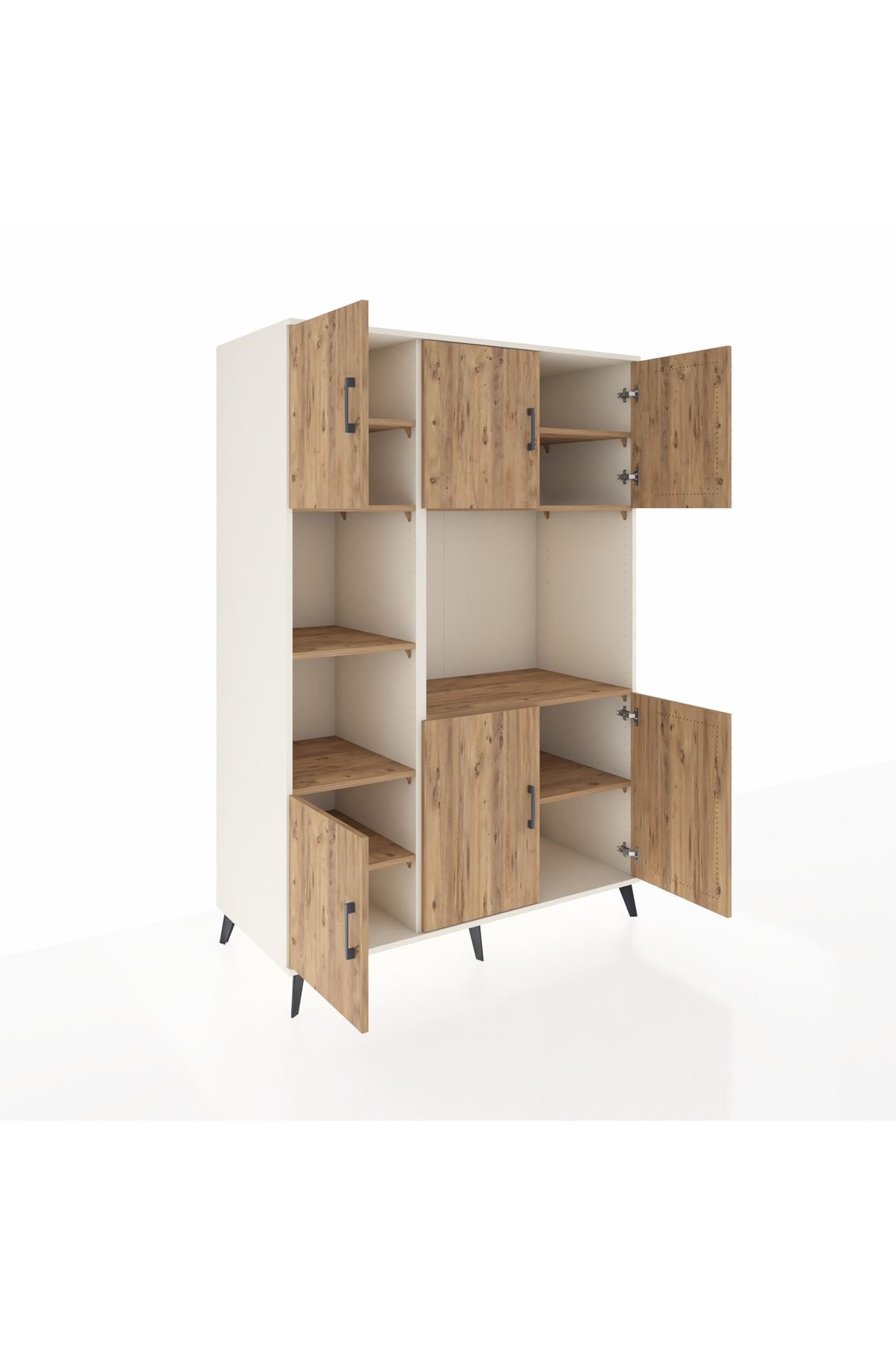 Kronos Dolap 9 Raflı 6 Kapaklı 132x59x195 Aytaşı-Çam/Çam