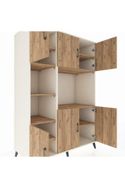 Kronos Dolap 9 Raflı 6 Kapaklı 132x59x195 Aytaşı-Çam/Çam
