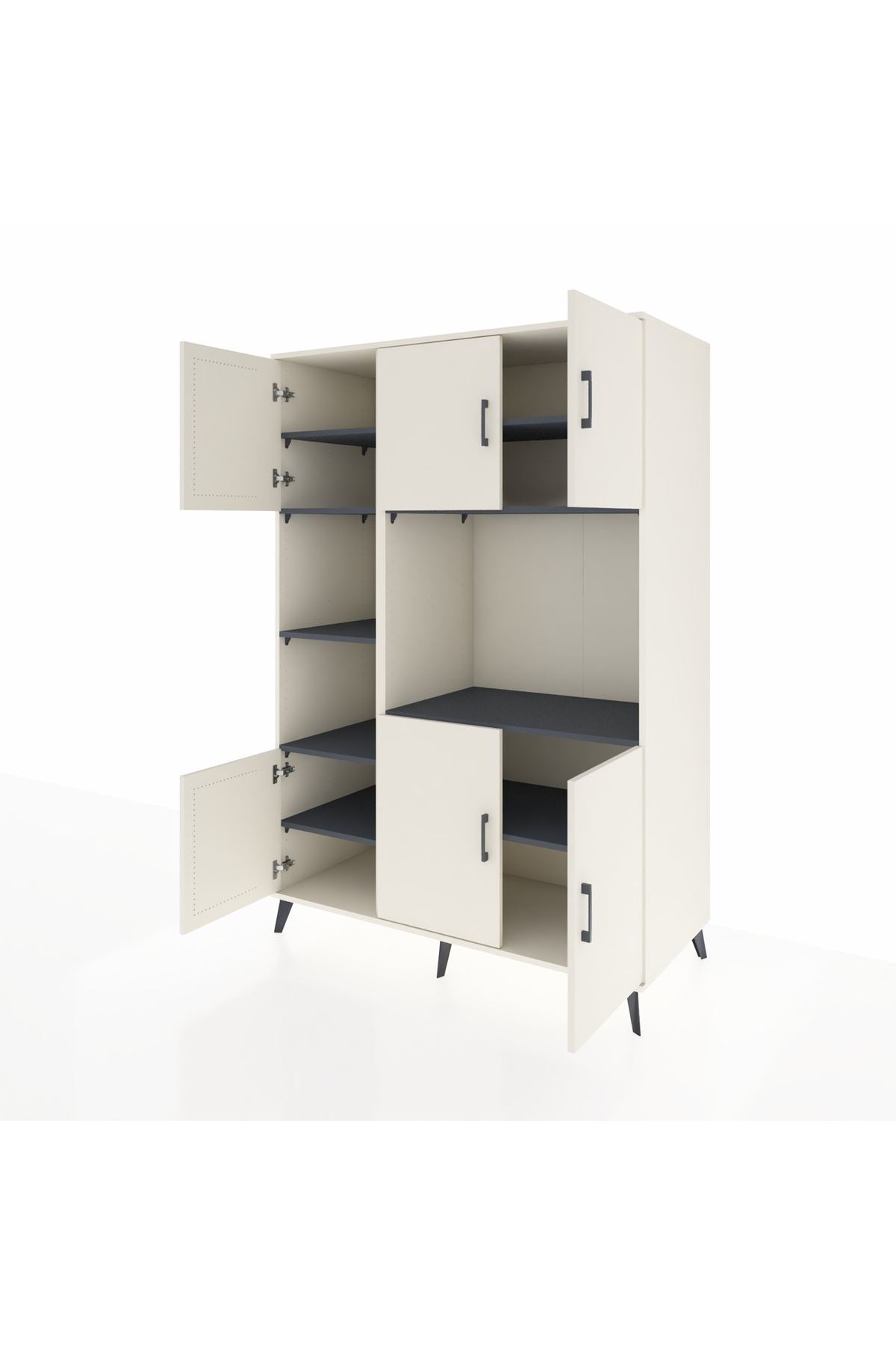 Kronos Dolap 9 Raflı 6 Kapaklı 132x59x195 Aytaşı-Aytaşı/Antrasit