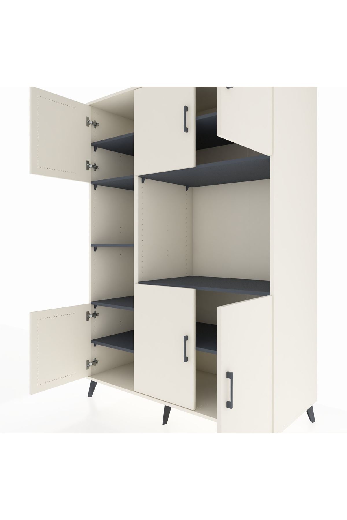 Kronos Dolap 9 Raflı 6 Kapaklı 132x59x195 Aytaşı-Aytaşı/Antrasit