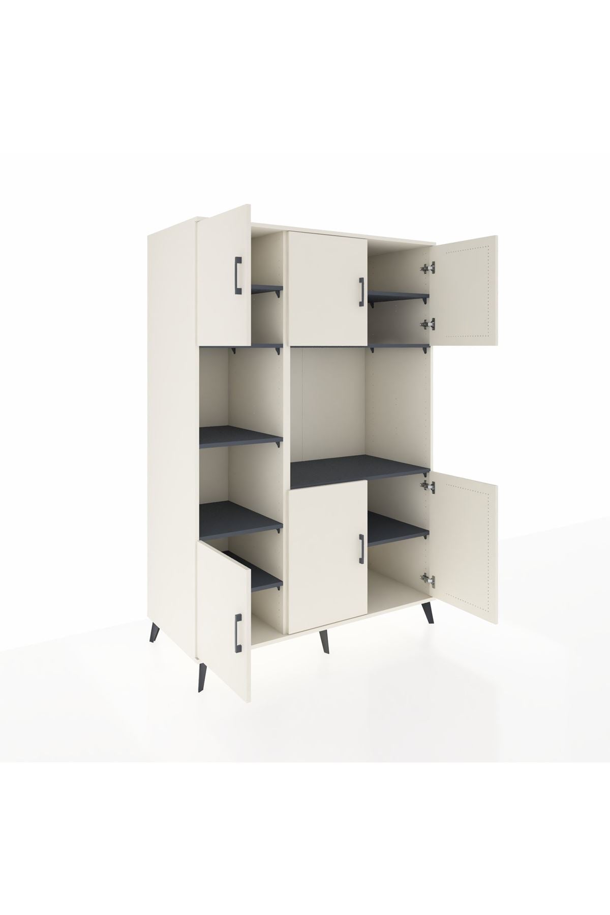 Kronos Dolap 9 Raflı 6 Kapaklı 132x59x195 Aytaşı-Aytaşı/Antrasit